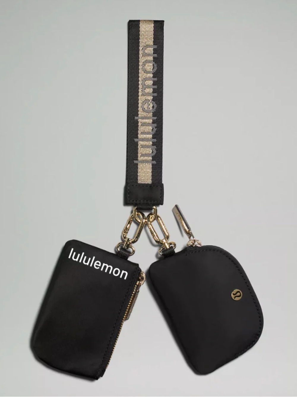 lululemon athletica Black and Gold Wristlet Key Pouch Set